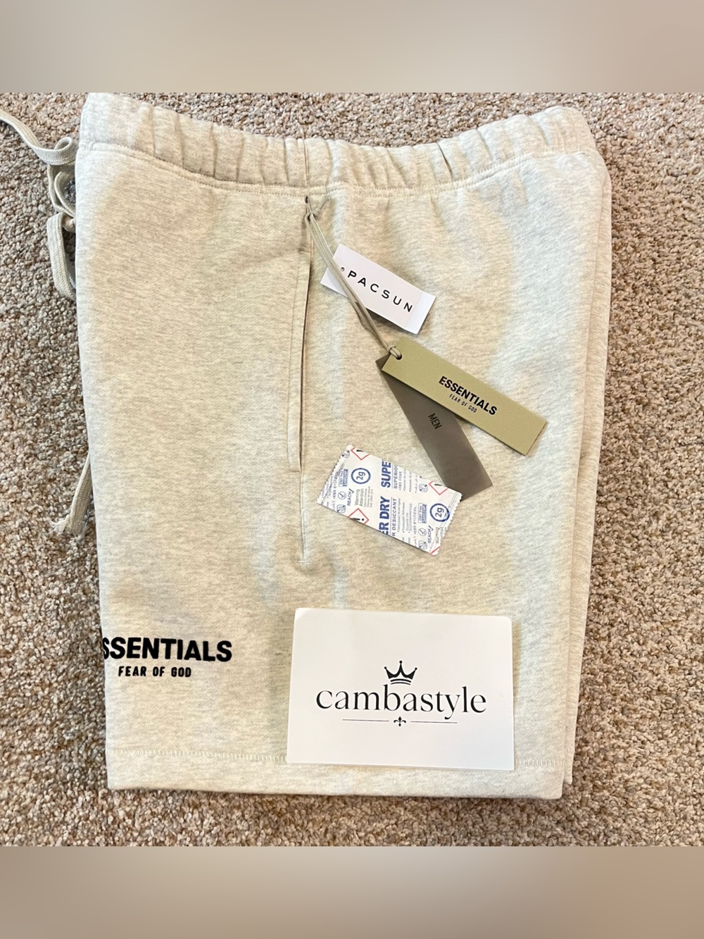 ESSENTIALS Fear of God Light Heather MENS. Gray Athletic Shorts - Picture 5 of 5